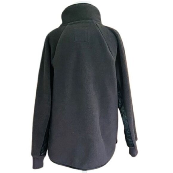 Abercrombie & Fitch Quilted Fleece Asymmetrical snap Pullover Dark Gray Sz L - Picture 3 of 7